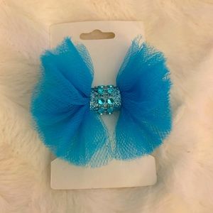 Turquoise blue tulle Hair Bow